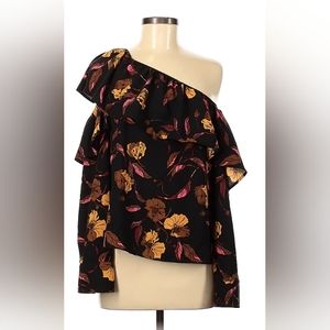 Leith Off the Shoulder Top, Black Floral, Size S